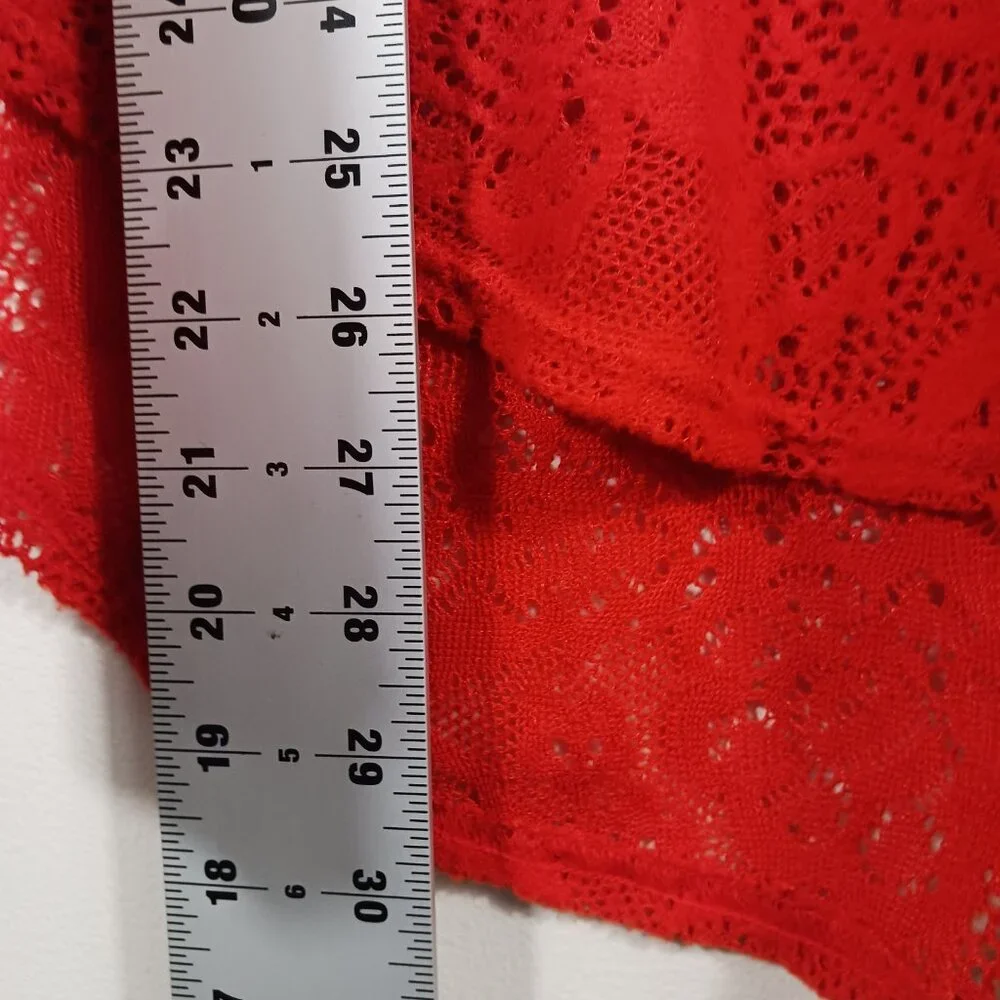 Free People, Red Long Sleeve Top, Open Knit, Oversized, Size MED, Lt. Wt., Soft - Picture 15 of 16